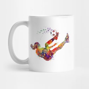 Soccer Girl Bicycle Kick Sports Watercolor Gift Mug